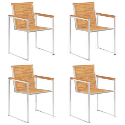 Trädgårdsstolar med dynor 4 st massiv teak