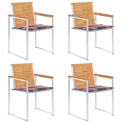 Trädgårdsstolar med dynor 4 st massiv teak