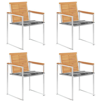 Trädgårdsstolar med dynor 4 st massiv teak