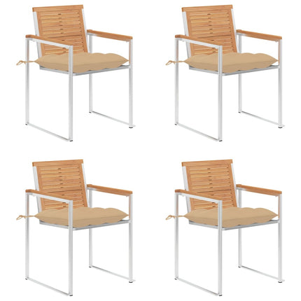 Trädgårdsstolar med dynor 4 st massiv teak