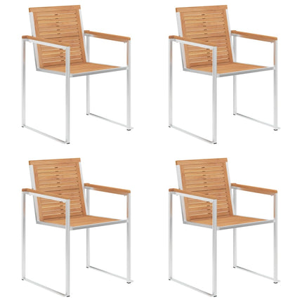 Trädgårdsstolar med dynor 4 st massiv teak