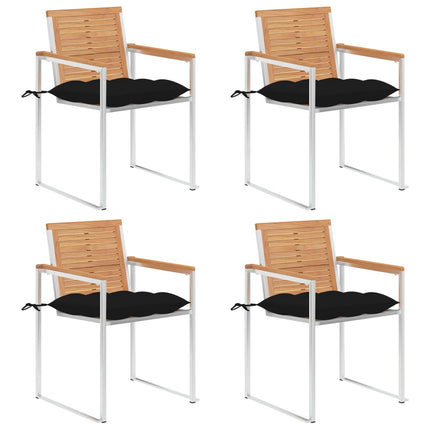 Trädgårdsstolar med dynor 4 st massiv teak