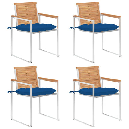 Trädgårdsstolar med dynor 4 st massiv teak