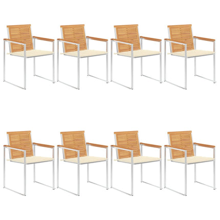 Trädgårdsstolar med dynor 8 st massiv teak
