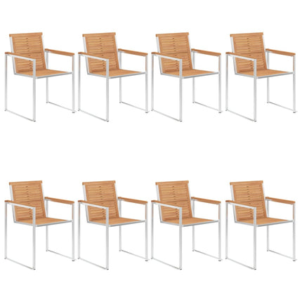 Trädgårdsstolar med dynor 8 st massiv teak