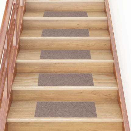 Trappmattor självhäftande 15 st 60x25 cm ljusbruna rektangulära