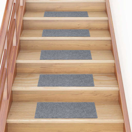 Trappmattor självhäftande 15 st 60x25 cm ljusgrå rektangulära