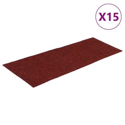 Trappmattor självhäftande 15 st 60x25 cm bordeauxröd rektangulär