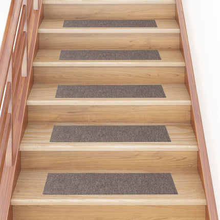 Trappmattor självhäftande 15 st 76x20 cm beige rektangulära