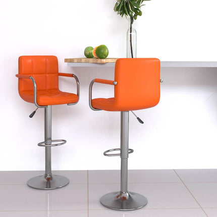 Barstolar 2 st orange konstläder