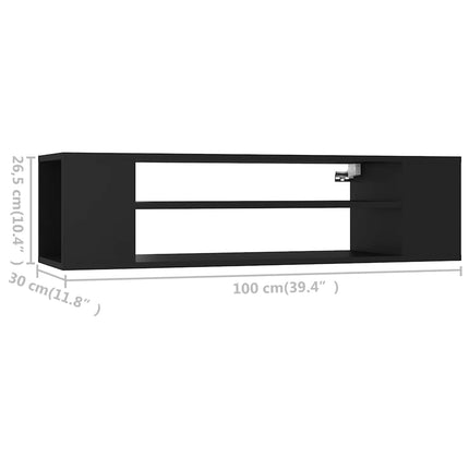 Väggmonterad tv-bänk svart 100x30x26,5 cm konstruerat trä