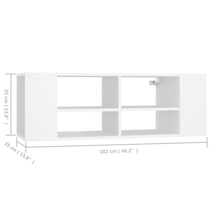 Väggmonterad tv-bänk vit 102x35x35 cm konstruerat trä