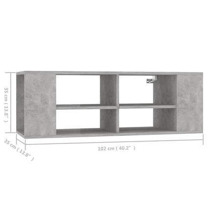 Väggmonterad tv-bänk betonggrå 102x35x35 cm konstruerat trä