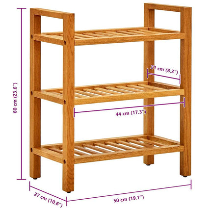 Skohylla med 3 hyllor 50x27x60 cm massiv ek