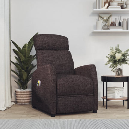 Elektrisk massagefåtölj mörkbrun tyg