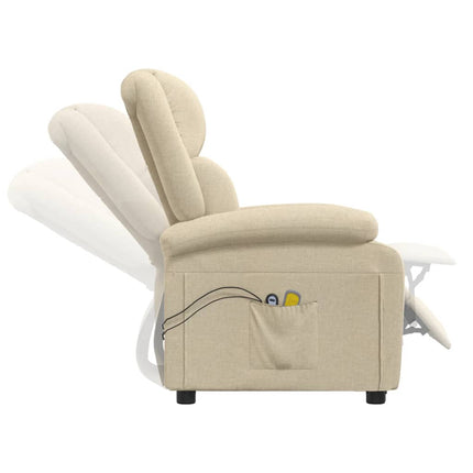 Elektrisk massagefåtölj gräddvit tyg