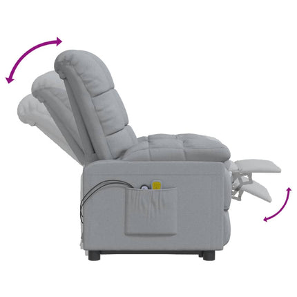 Elektrisk massagefåtölj ljusgrå tyg