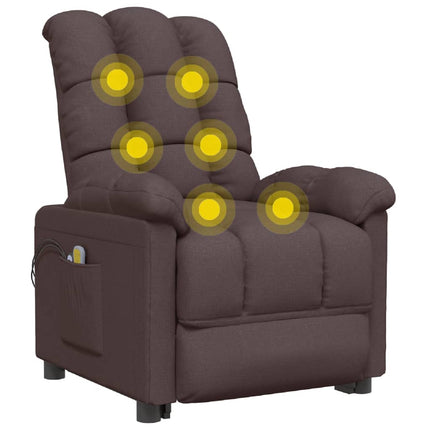 Elektrisk massagefåtölj mörkbrun tyg