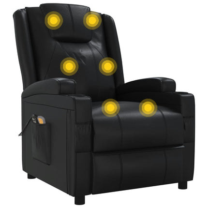 Elektrisk massagefåtölj svart konstläder