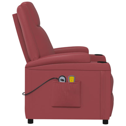 Elektrisk massagefåtölj vinröd konstläder