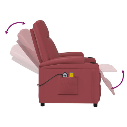 Elektrisk massagefåtölj vinröd konstläder