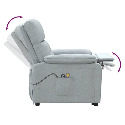 Elektrisk massagefåtölj ljusgrå tyg