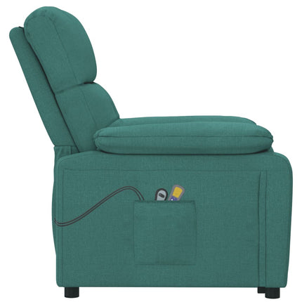 Massagefåtölj mörkgrön tyg