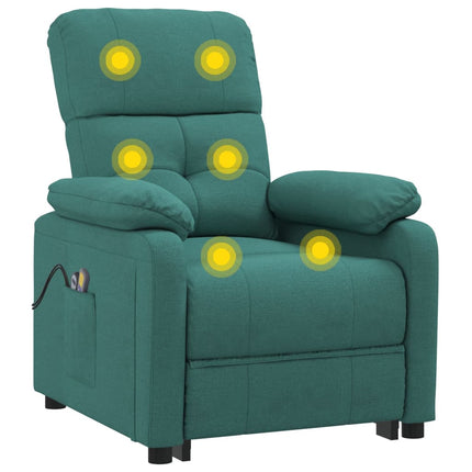 Massagefåtölj mörkgrön tyg