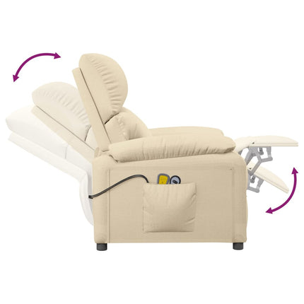 Elektrisk massagefåtölj gräddvit tyg