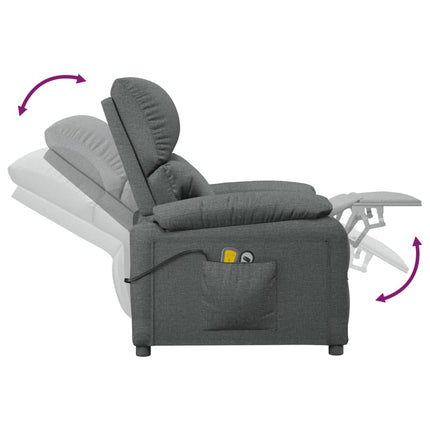 Elektrisk massagefåtölj mörkgrå tyg