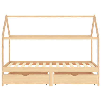 Barnsäng med lådor massiv furu 90x200 cm