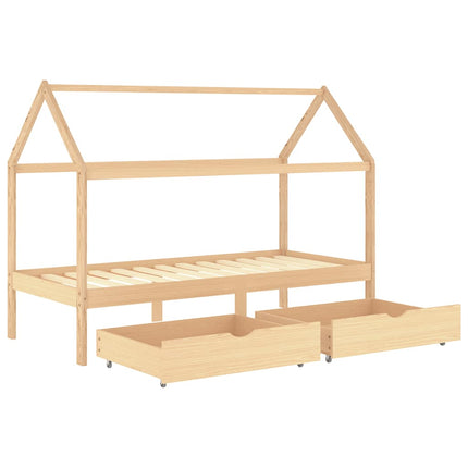Barnsäng med lådor massiv furu 90x200 cm