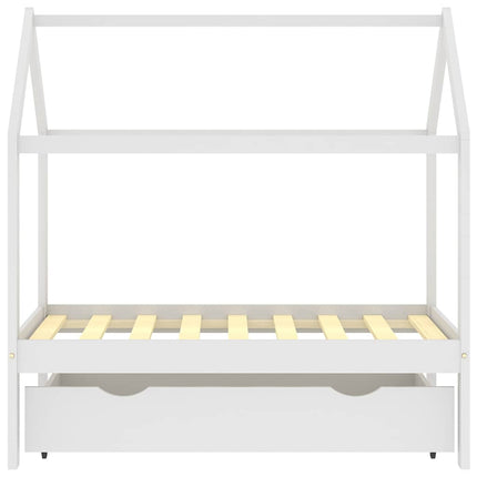 Barnsäng med låda vit massiv furu 70x140 cm
