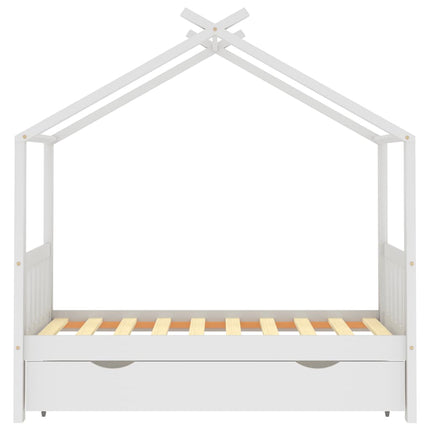 Barnsäng med låda vit massiv furu 80x160 cm