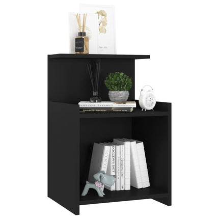 Sängbord 2 st svart 40x35x60 cm konstruerat trä