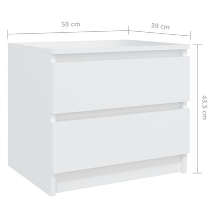Sängbord vit 50x39x43,5 cm konstruerat trä