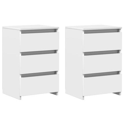 Sängbord 2 st vit 40x35x62,5 cm konstruerat trä