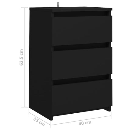 Sängbord svart 40x35x62,5 cm konstruerat trä