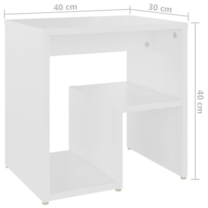 Sängbord vit 40x30x40 cm konstruerat trä