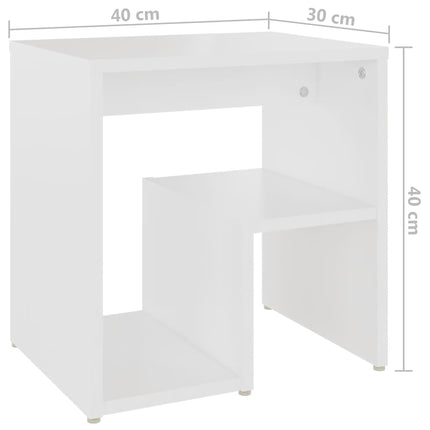 Sängbord 2 st vit 40x30x40 cm konstruerat trä