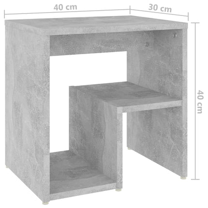 Sängbord betonggrå 40x30x40 cm konstruerat trä
