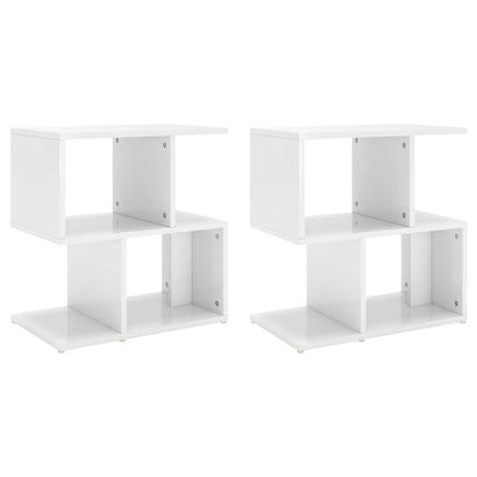 Sängbord 2 st vit högglans 50x30x51,5 cm konstruerat trä