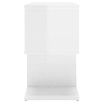 Sängbord 2 st vit högglans 50x30x51,5 cm konstruerat trä