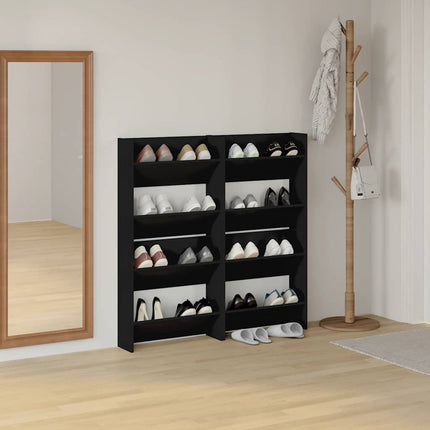Väggmonterade skoställ 4 st svart 60x18x60 cm konstruerat trä
