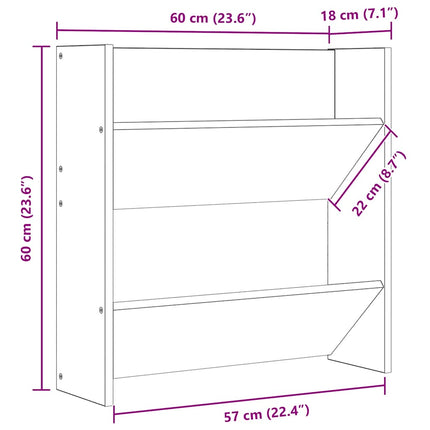 Väggmonterat skoställ 2 st sonoma-ek 60x18x60cm konstruerat trä