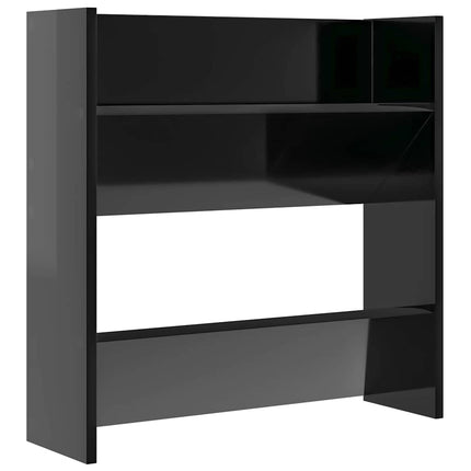 Väggmonterat skoställ 2 st svart högglans 60x18x60cm konstr trä