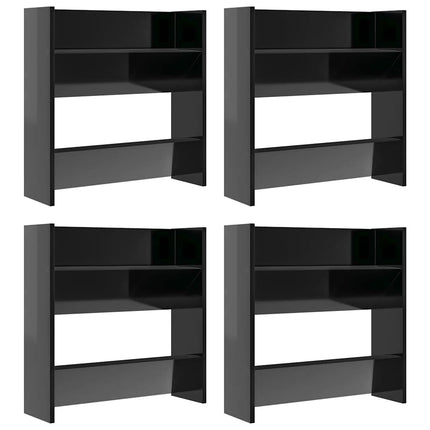 Väggmonterat skoställ 4 st svart högglans 60x18x60cm konstr trä