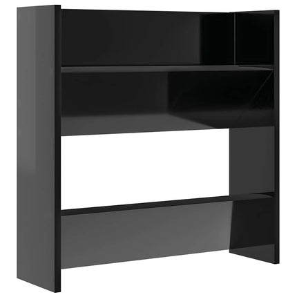 Väggmonterat skoställ 4 st svart högglans 60x18x60cm konstr trä