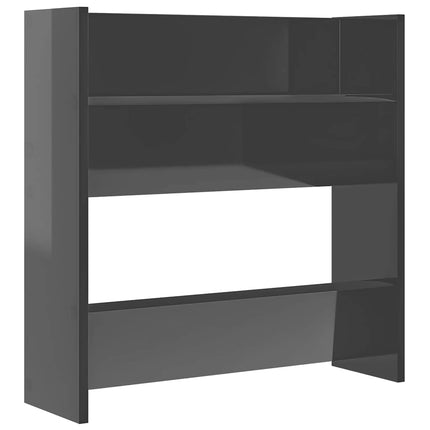 Väggmonterat skoställ grå högglans 60x18x60 cm konstruerat trä