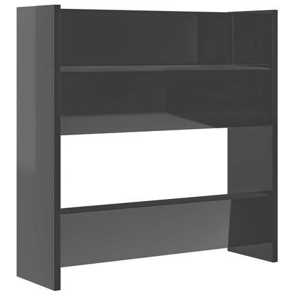 Väggmonterat skoställ 2 st grå högglans 60x18x60 cm konstr trä